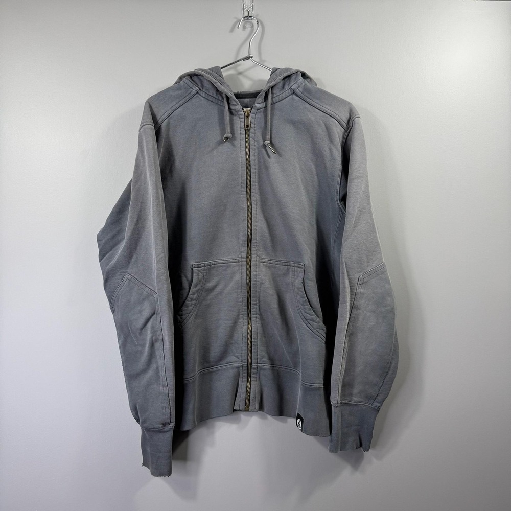 American Giant Hoodie Mens Medium Gray Full Zip Cotton Made USA Distressed Cuffs